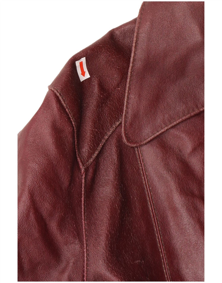 Γυναικείο Δερμάτινο Μπουφάν UK 10 Small Maroon Leather