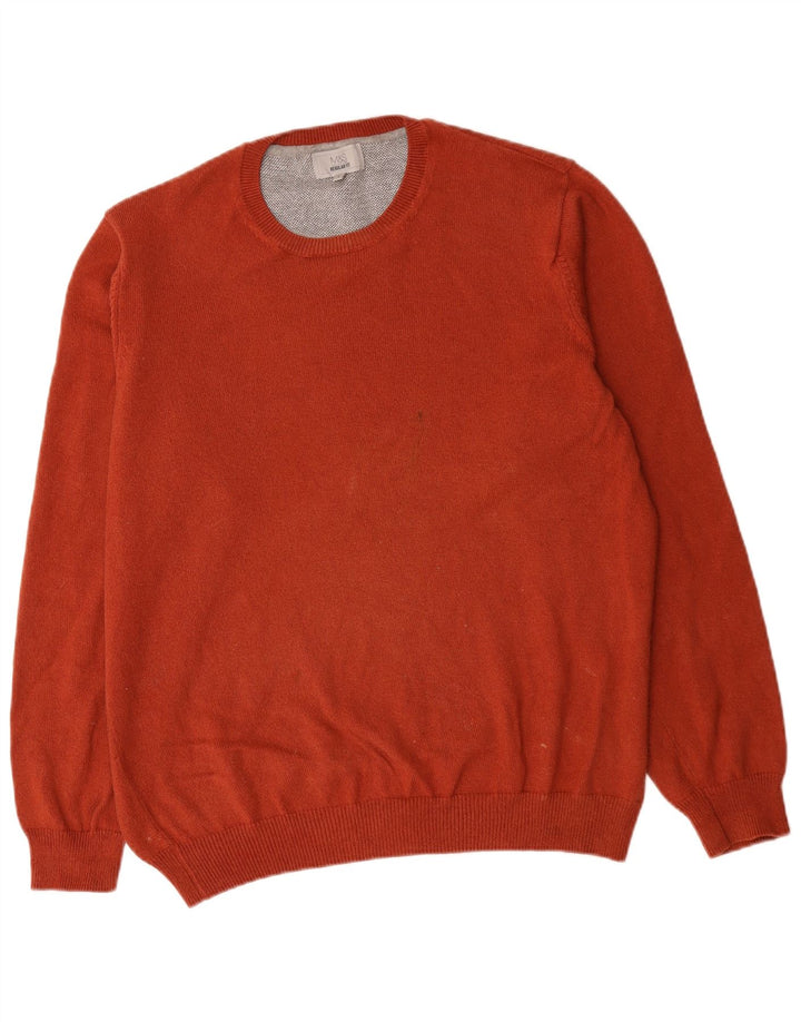 Ανδρικό πουλόβερ Marks & Spencer Regular Fit Crew Neck Jumper μεγάλο κόκκινο βαμβακερό
