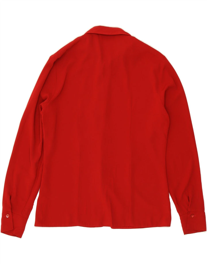 VINTAGE Womens Ruffle Front Shirt Blouse UK 12 Medium Red Polyester Vintage Vintage and Second-Hand Vintage from Messina Hembry 