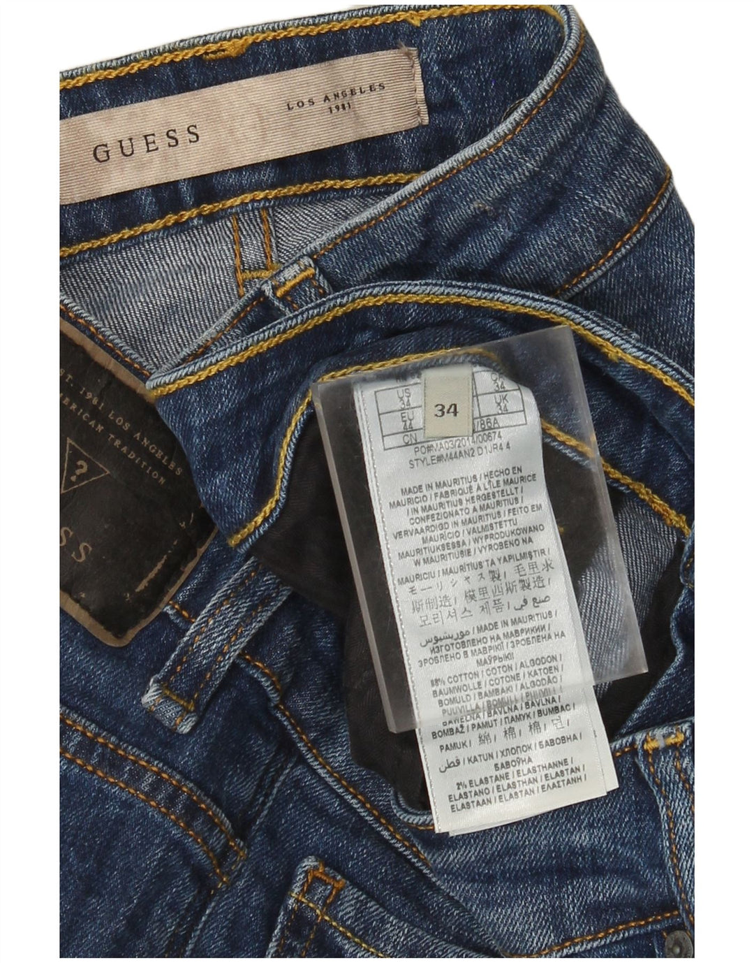 Ανδρικό τζιν ίσιο Guess W34 L32 Μπλε βαμβακερό