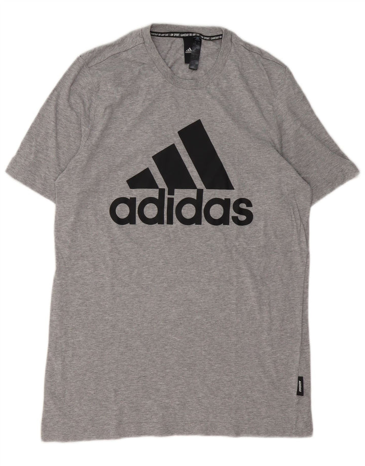 Ανδρικό γραφικό μπλουζάκι ADIDAS Τοπ μεσαίου γκρι βαμβακερό