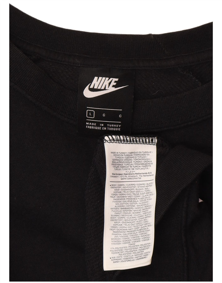 Γυναικεία γραφική μπλούζα μεγάλου μεγέθους Nike Jumper UK 16 μεγάλο μαύρο βαμβακερό