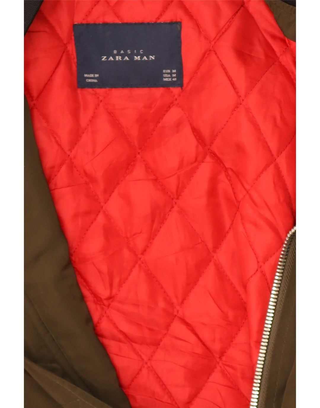 Zara Ανδρικό Bomber Jacket UK 38 Medium Khaki Colourblock Polyester