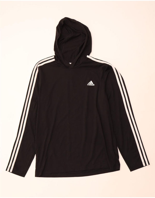 ADIDAS Mens Aeroready Hooded Top Long Sleeve Large Black Polyester
