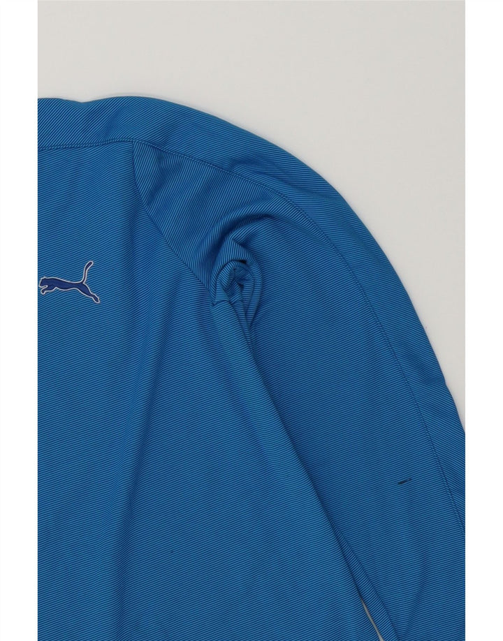 PUMA Mens Zip Neck Pullover Tracksuit Top Medium Blue Striped Polyester Vintage Puma and Second-Hand Puma from Messina Hembry 