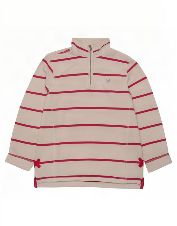 Crew Clothing Womens Zip Neck Sweatshirt Jumper UK 14 Large White Striped