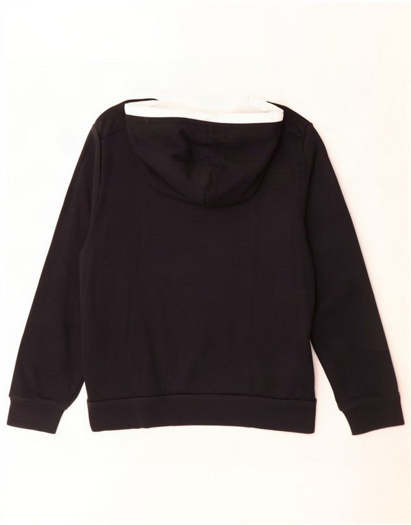 Lotto Womens Graphic Hoodie Jumper UK 14 Medium Black Colourblock Cotton