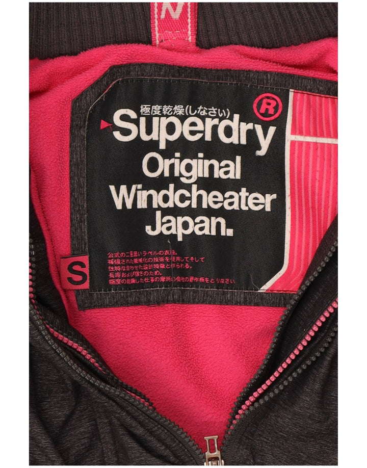 SUPERDRY Womens Windcheater Hooded Windbreaker Jacket UK 10 Small Grey