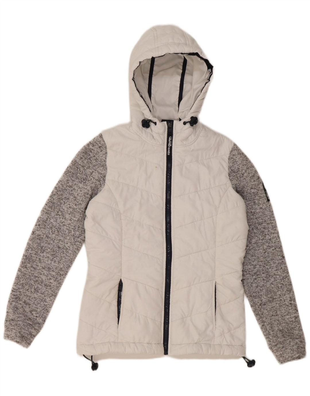 Γυναικείο μπουφάν με κουκούλα Superdry UK 8 Small White Colourblock