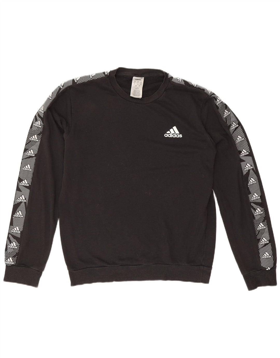 Ανδρικό γραφικό φούτερ Adidas, μεσαίο μαύρο βαμβακερό
