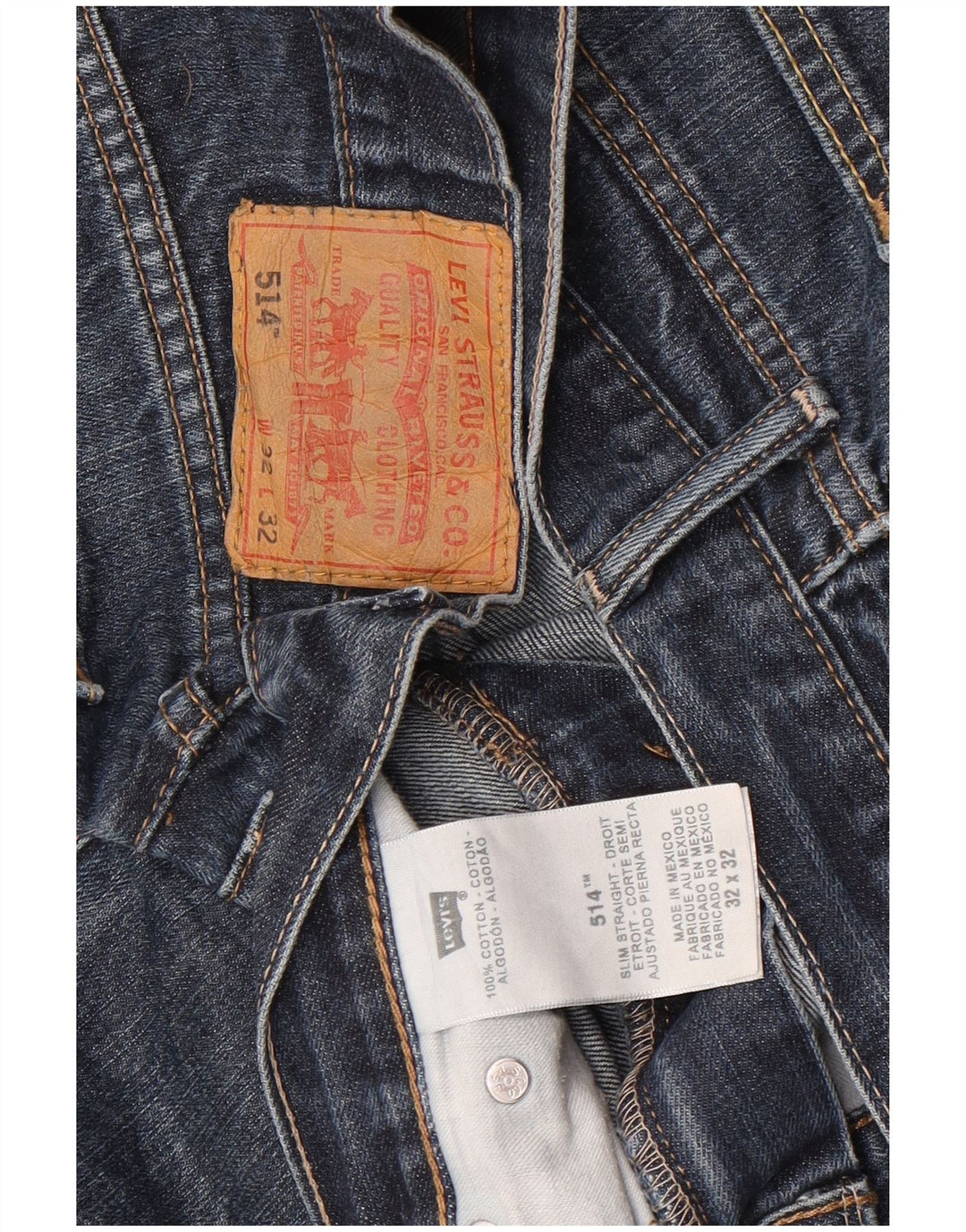Levi's Mens 514 Straight Jeans W32 L32 Blue Cotton
