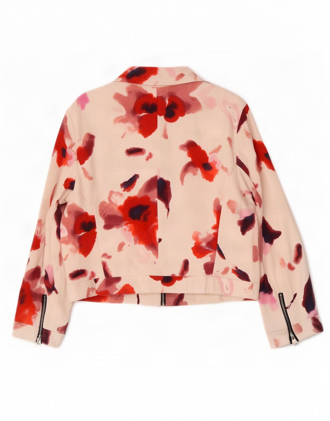 Zara Γυναικείο Bomber Jacket UK 18 XL Λευκό φλοράλ βαμβακερό
