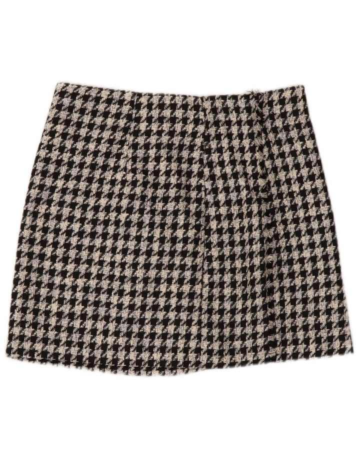 Zara Γυναικεία Μίνι Φούστα Μικρή W26 Μαύρη Houndstooth Πολυεστέρας