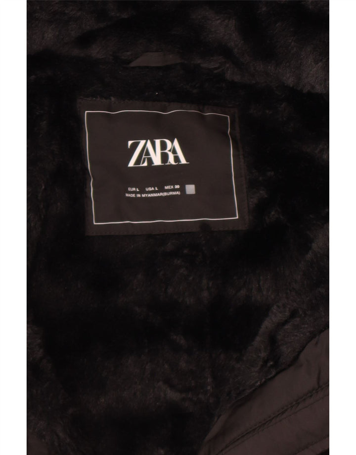 Zara Γυναικείο μπουφάν με κουκούλα UK 14 Large Black