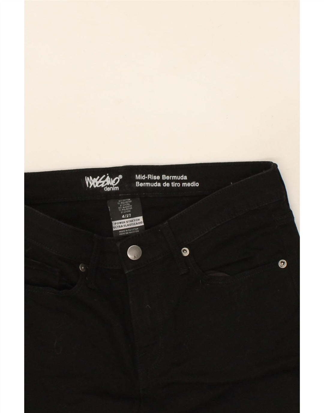 MOSSIMO Womens Bermuda Mid Rise Denim Shorts US 4 Small W27 Black Cotton Vintage Mossimo and Second-Hand Mossimo from Messina Hembry 