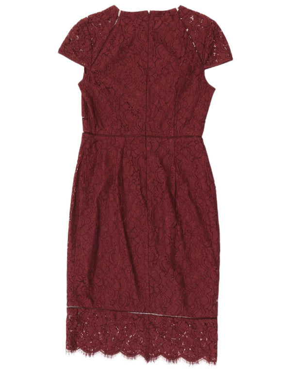 Phase Eight Γυναικείο Δαντελένιο Φόρεμα UK 12 Medium Burgundy Floral Nylon