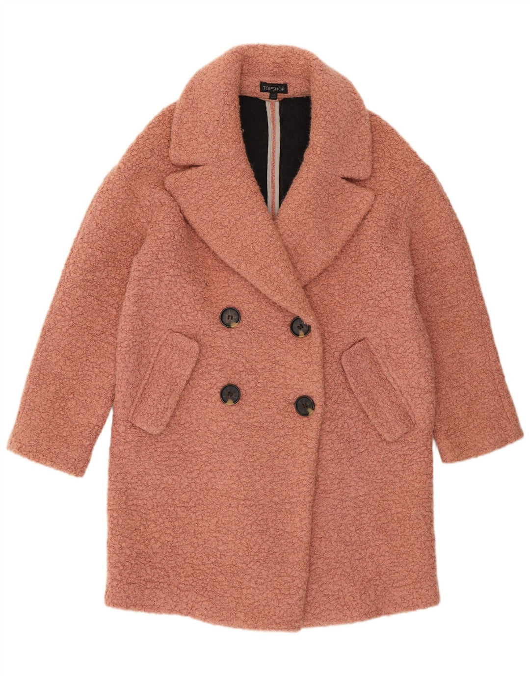 Topshop Γυναικείο Παλτό με διπλό στήθος UK 10 Small Pink Wool
