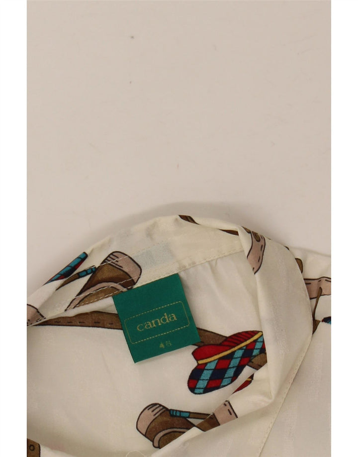 Γυναικείο πουκάμισο CANDA Abstract Pattern Μπλούζα IT 46 Μεγάλο λευκό πολυεστέρα