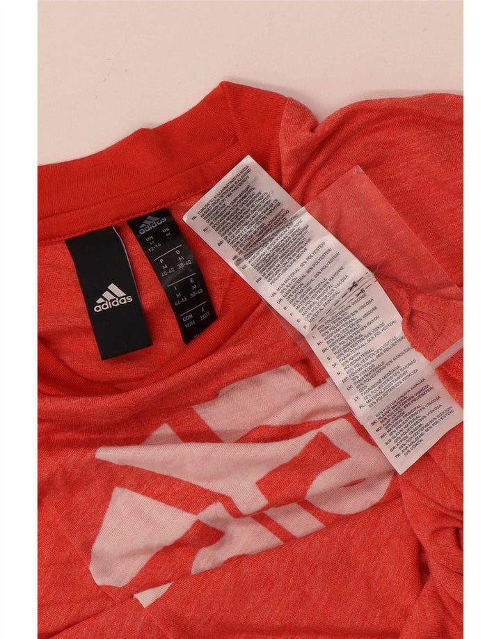 Γυναικείο γραφικό μπλουζάκι Adidas Top UK 12/14 Μεσαίο κόκκινο πολυεστέρα