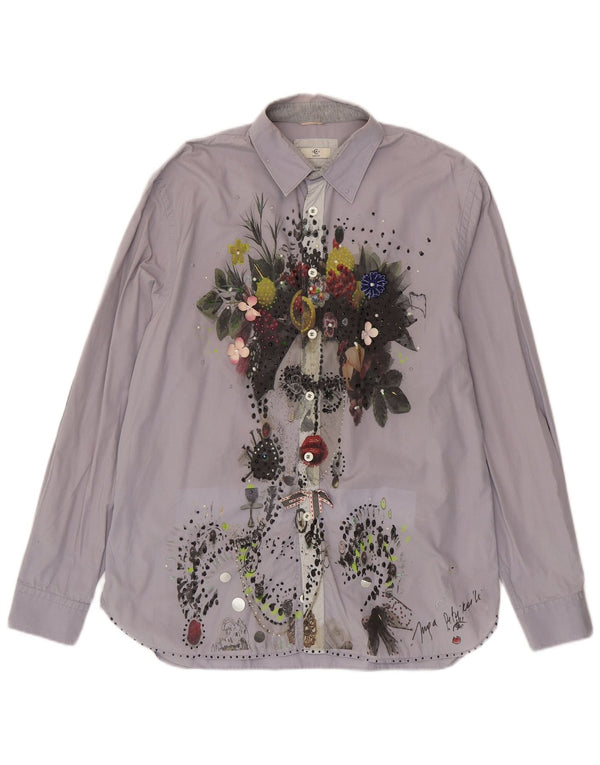 CERRUTI 1881 Mens Graphic Shirt XL Grey Floral Cotton