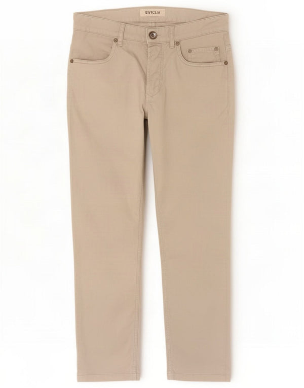 SIVIGLIA Boys Slim Casual Trousers 13-14 Years W30 L27 Beige Cotton
