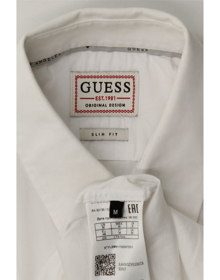 Ανδρικό πουκάμισο Guess Slim Fit, μεσαίο λευκό βαμβακερό