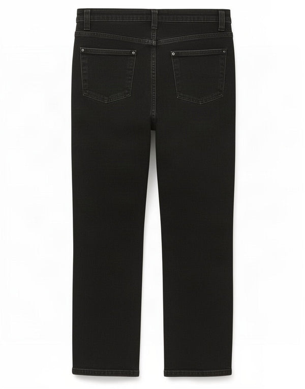 Marks & Spencer Γυναικεία Crop Straight Jeans UK 14 Large W34 L27 Black Cotton
