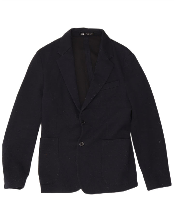 Zara Ανδρικό μπουφάν blazer 2 κουμπιών UK 38 Medium Navy Blue Polyester