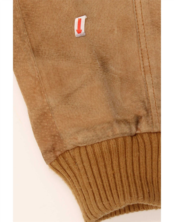 Vintage Ανδρικό Suede Jacket UK 42 2XL Beige Leather