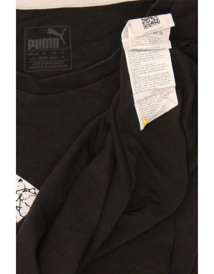 Ανδρικό γραφικό μπλουζάκι Puma, μεσαίο μαύρο βαμβακερό