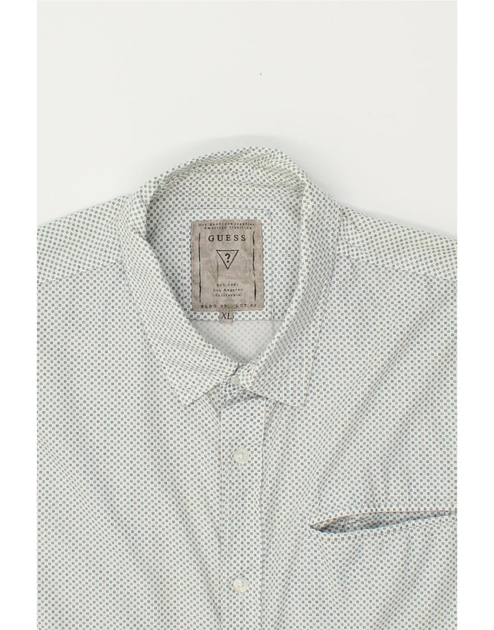 GUESS Mens Short Sleeve Shirt XL White Spotted Cotton Vintage Guess and Second-Hand Guess from Messina Hembry 