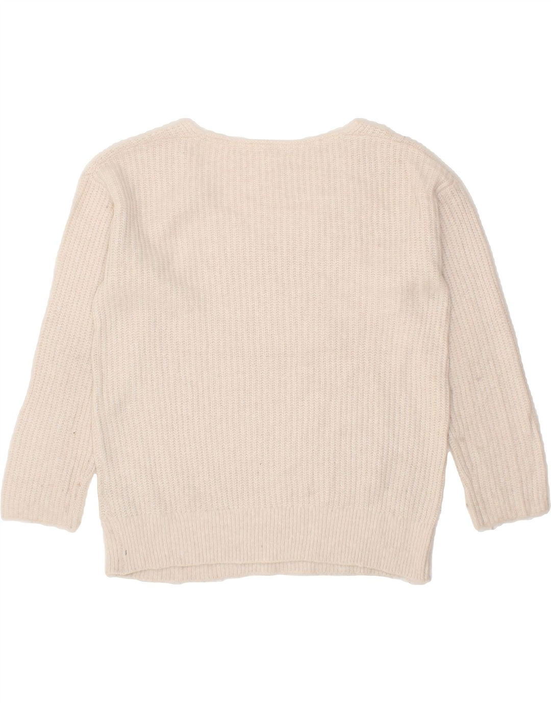 FAT FACE Womens V-Neck Jumper Sweater UK 10 Small White Nylon Vintage Fat Face and Second-Hand Fat Face from Messina Hembry 