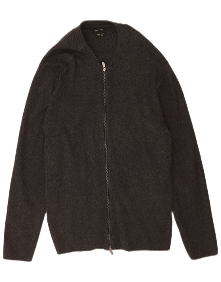 Ανδρικό πουλόβερ ζακέτα με φερμουάρ Massimo Dutti XL Γκρι βαμβακερό