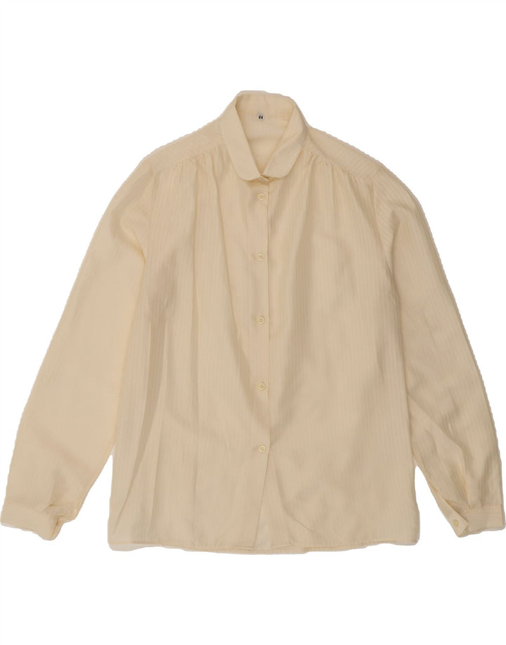 VINTAGE Womens Shirt Blouse IT 44 Medium Off White Pinstripe Polyester Vintage Vintage and Second-Hand Vintage from Messina Hembry 