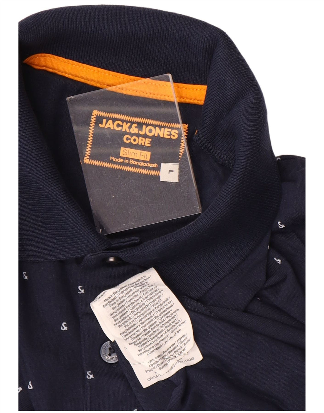 JACK & JONES Ανδρικό μπλουζάκι πόλο με λεπτή εφαρμογή, μεγάλο μπλε ναυτικό βαμβακερό με στίγματα