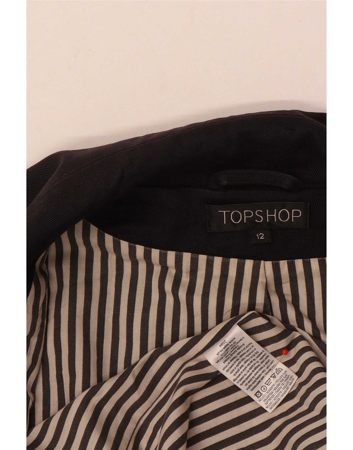 Topshop Γυναικείο Μπλέιζερ Διπλό Μπουφάν UK 12 Μεσαίο Μαύρο Βαμβακερό