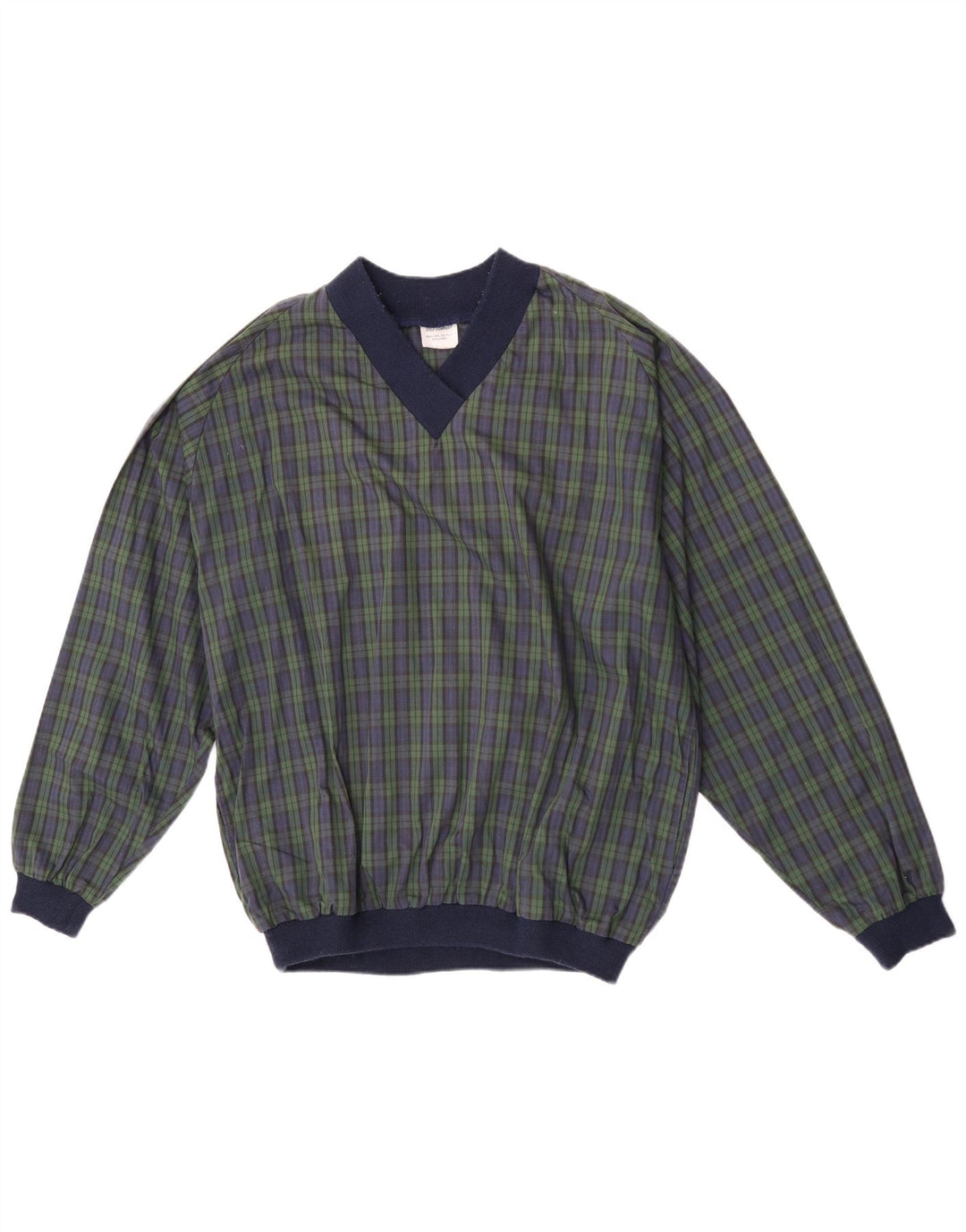 Vintage ανδρική φόρμα πουλόβερ Top XL Navy Blue Check Polyester