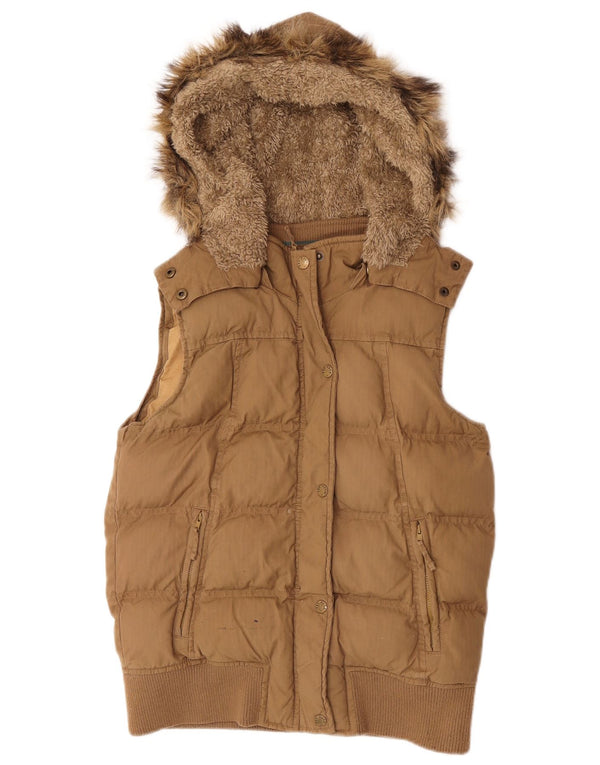 Fat Face Γυναικεία κουκούλα με επένδυση Gilet UK 8 Small Beige βαμβακερό