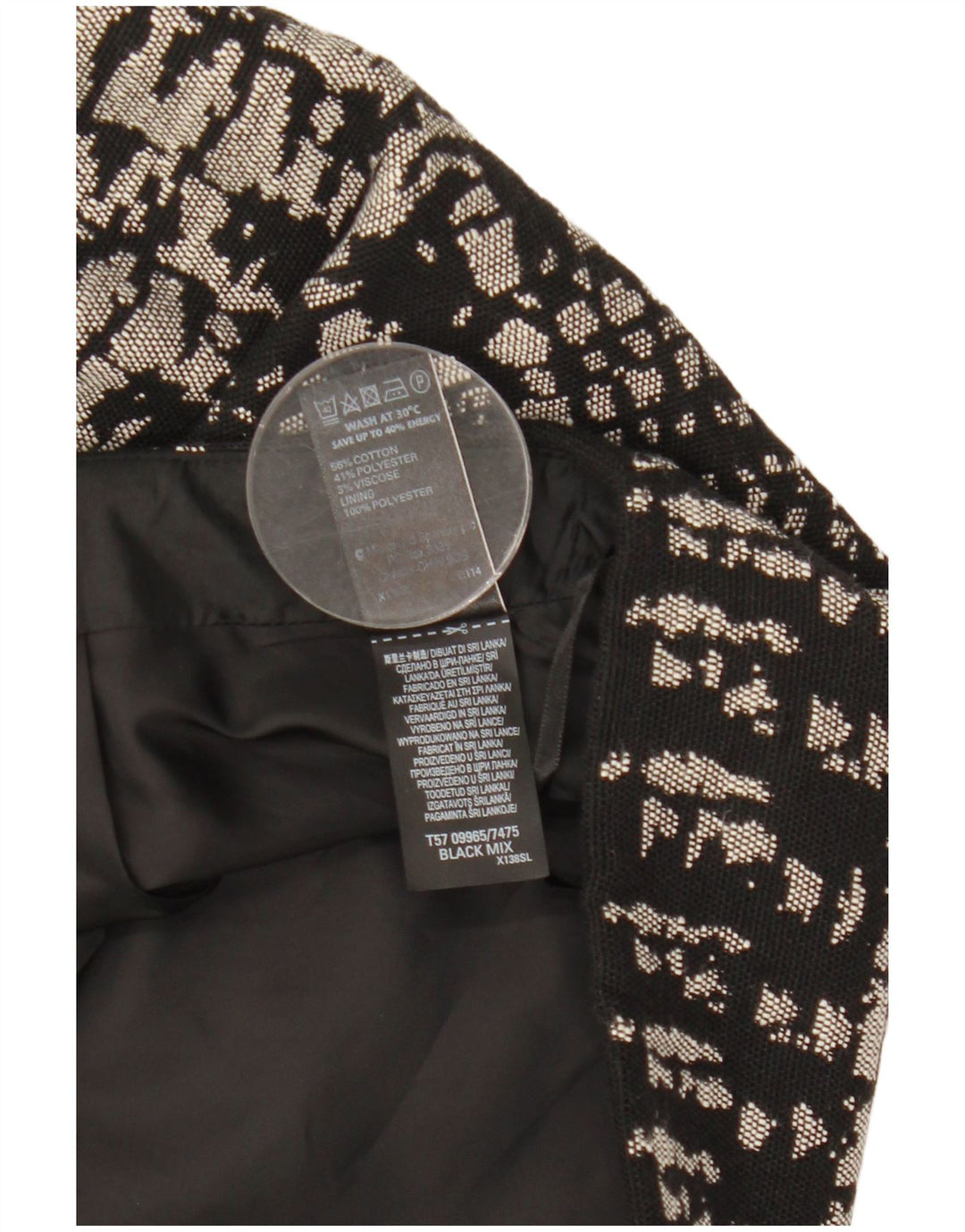 Marks & Spencer Γυναικεία Μίνι Φούστα UK 12 Medium W31 Μαύρο γεωμετρικό βαμβακερό