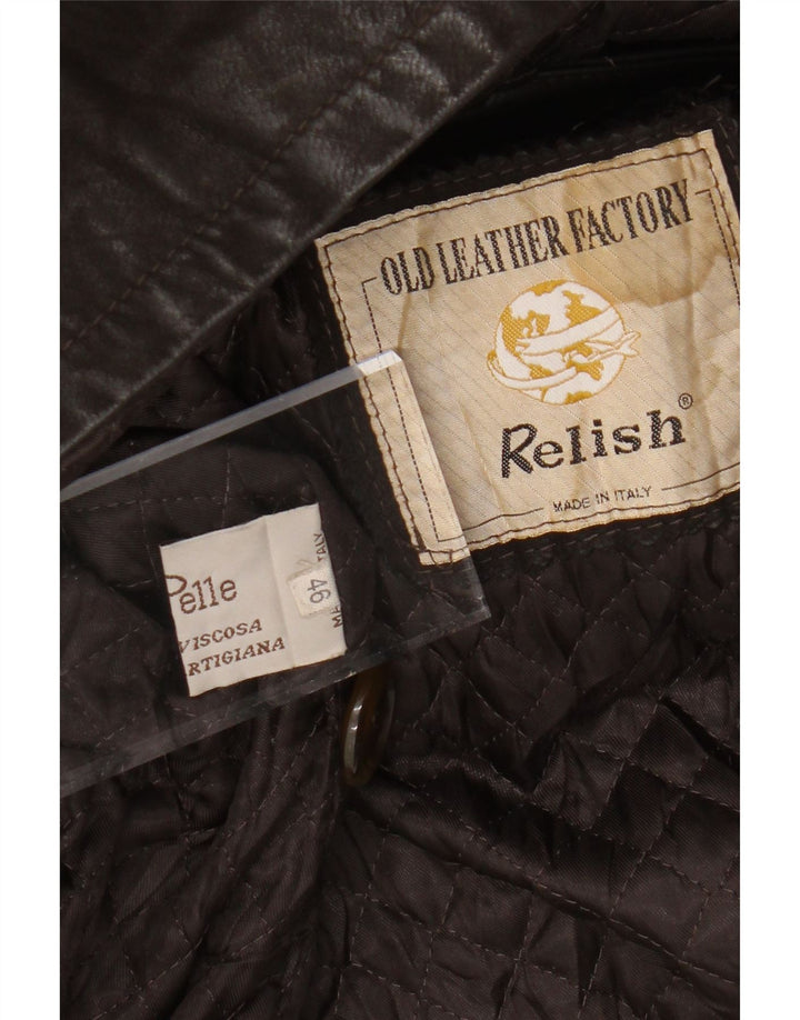 RELISH Γυναικείο Δερμάτινο Μπουφάν IT 46 Μεγάλο Καφέ Δερμάτινο