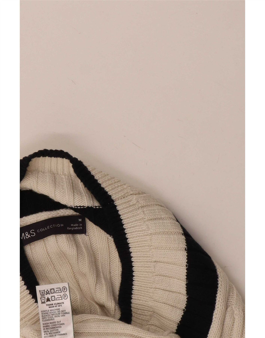 Marks & Spencer Γυναικείο πουλόβερ με λαιμόκοψη με V-λαιμόκοψη UK 14 Medium White Colourblock