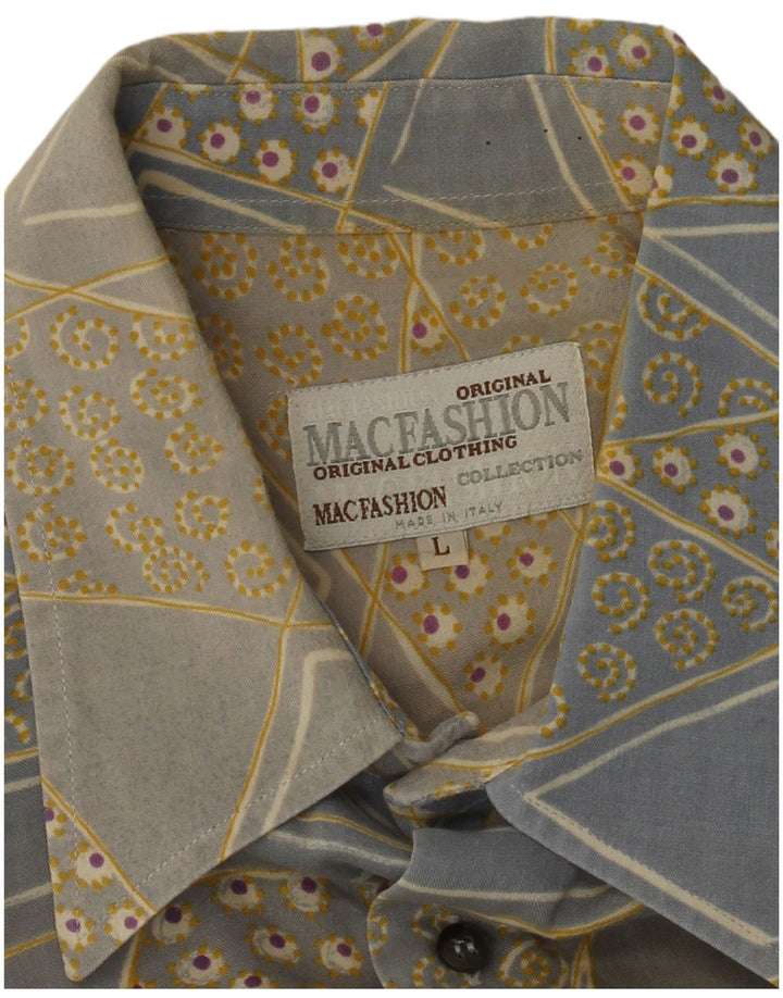 MAC FASHION Ανδρικό κοντομάνικο πουκάμισο μεγάλο μπλε γεωμετρικό