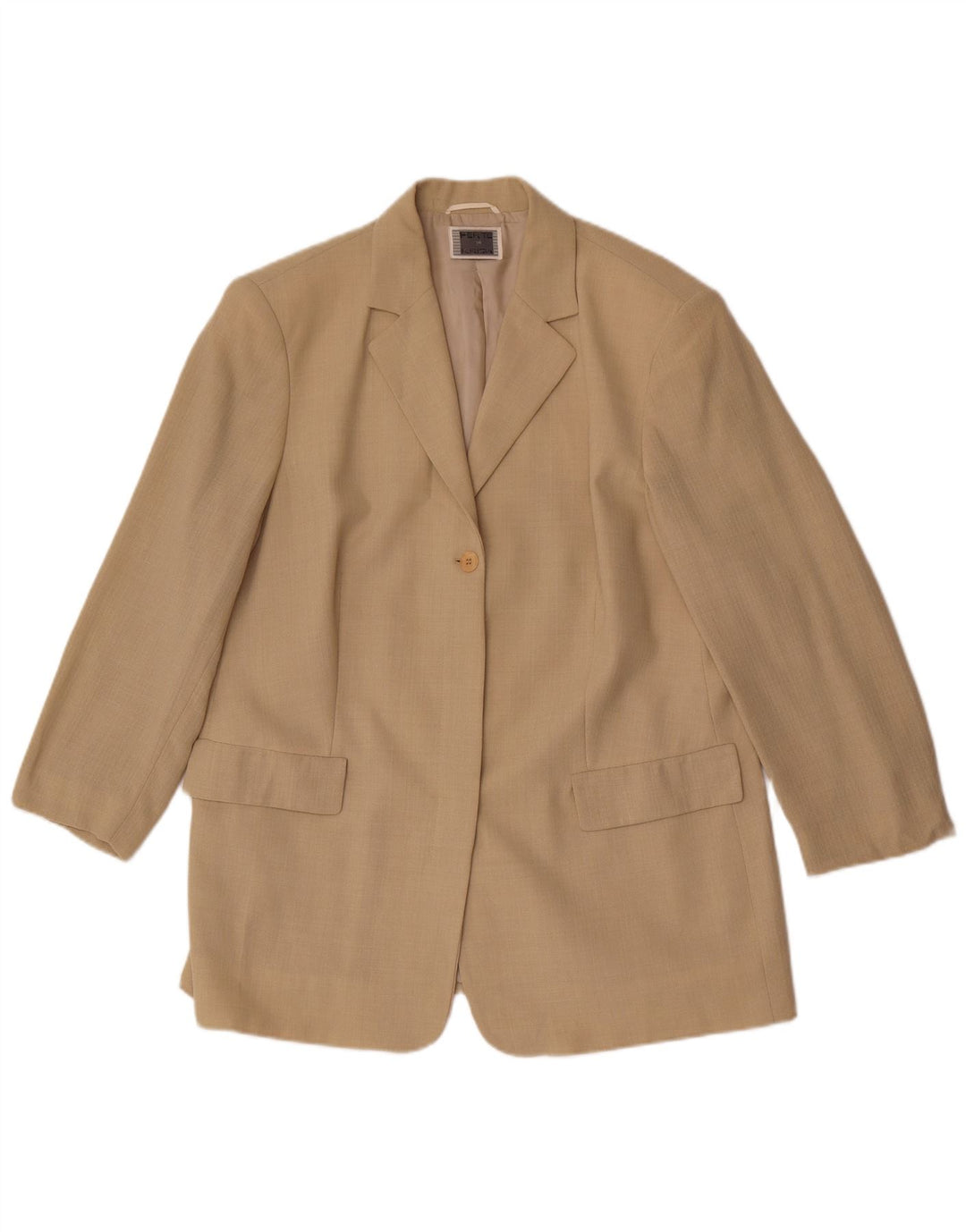 Perte by Krizia Γυναικείο σακάκι 1 κουμπιού blazer UK 16 μεγάλο μπεζ βισκόζη