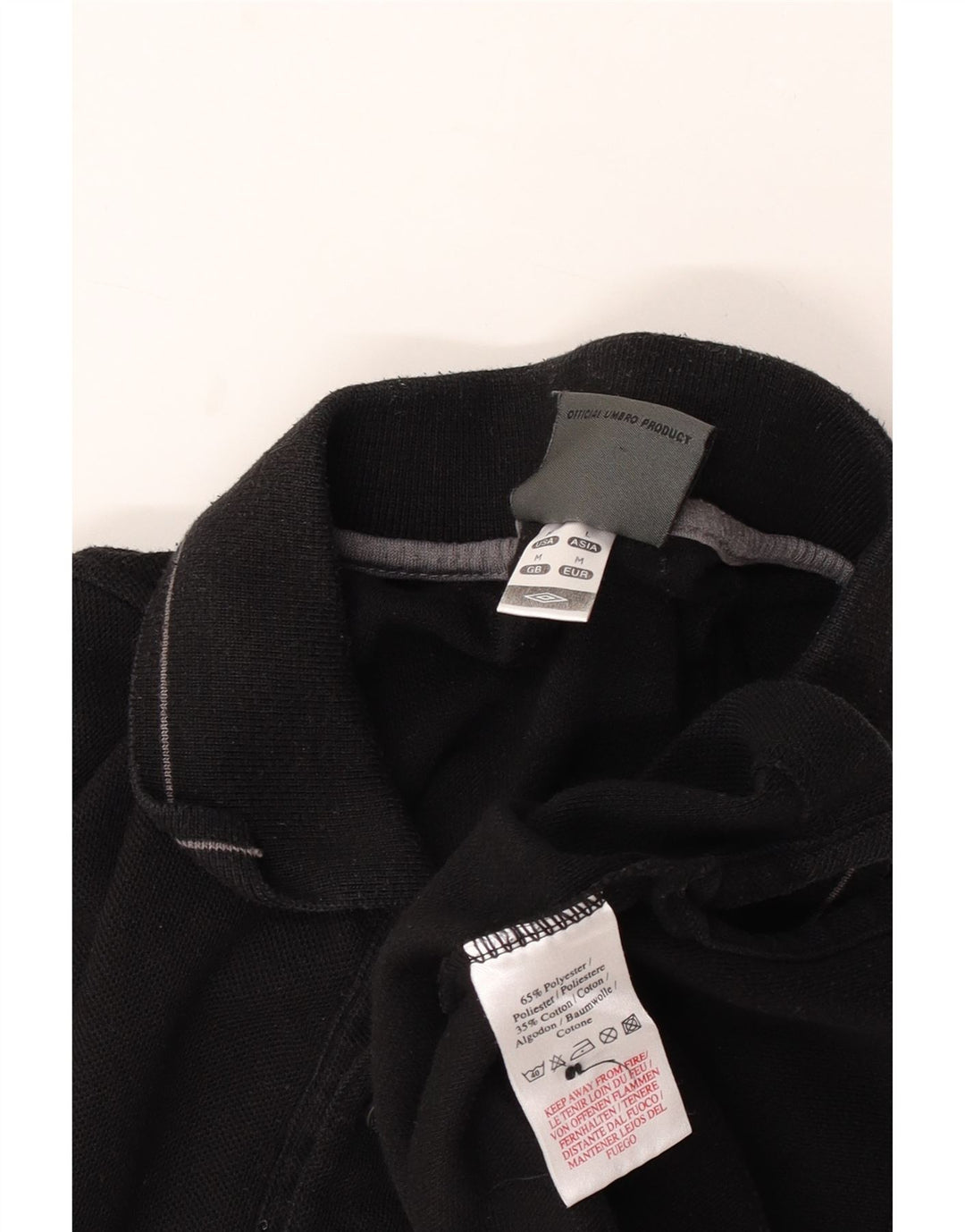 Ανδρικό πουκάμισο πόλο Umbro, μεσαίο μαύρο βαμβακερό