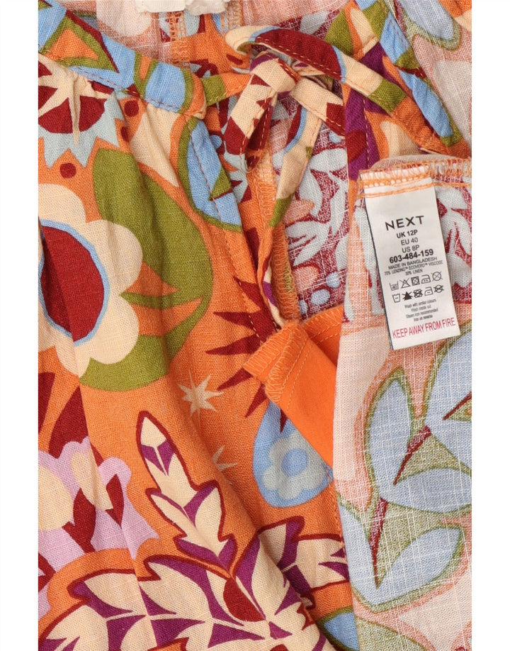 Επόμενο γυναικείο μπροστινό φόρεμα A-Line UK 12 Medium Orange Floral Viscose