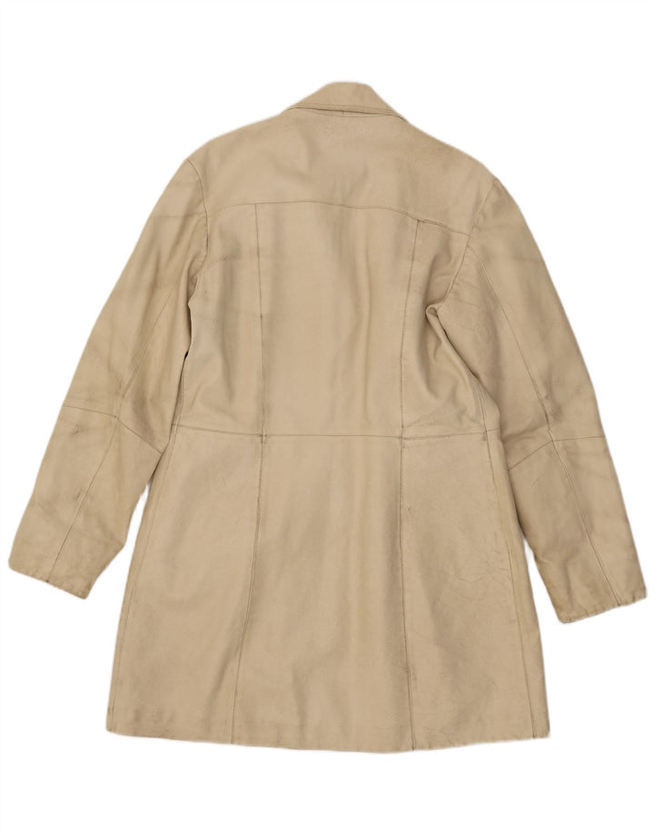 Vintage Γυναικείο Δερμάτινο Παλτό IT 46 Large Beige
