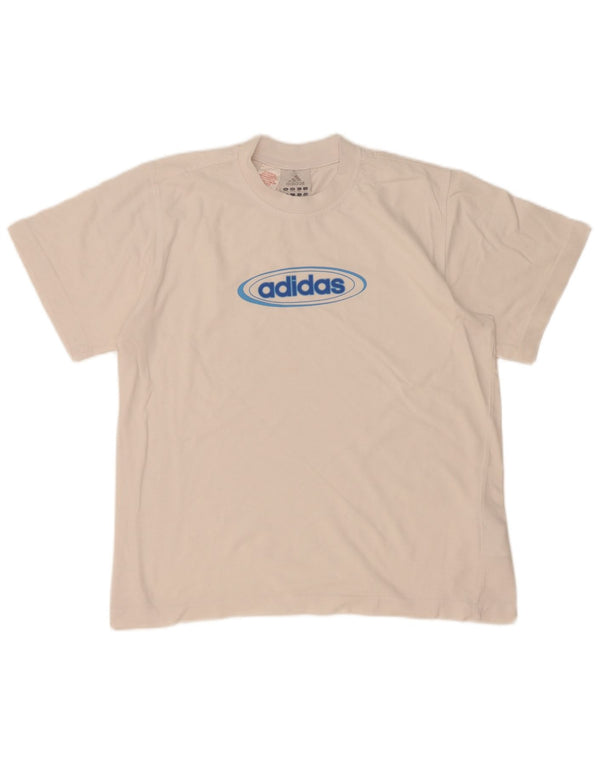 Γραφικό T-Shirt Adidas Boys Top 13-14 ετών Λευκό βαμβακερό