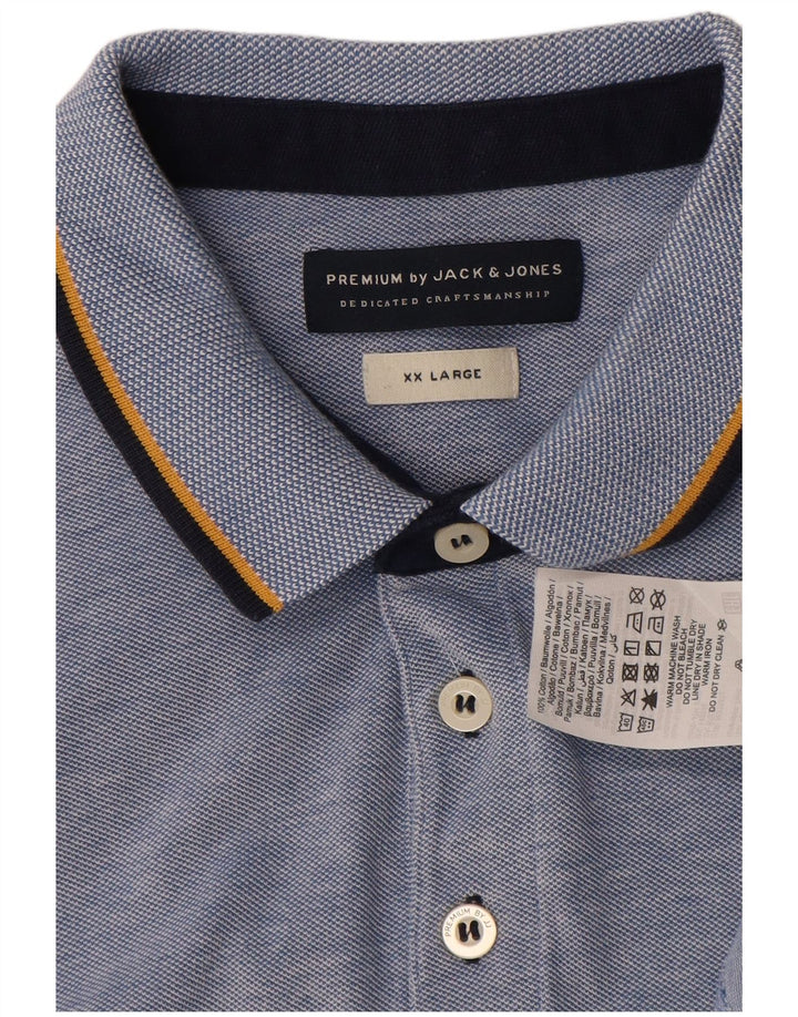 Jack & Jones Ανδρικό Πόλο Μπλουζάκι 2XL Μπλε Βαμβακερό