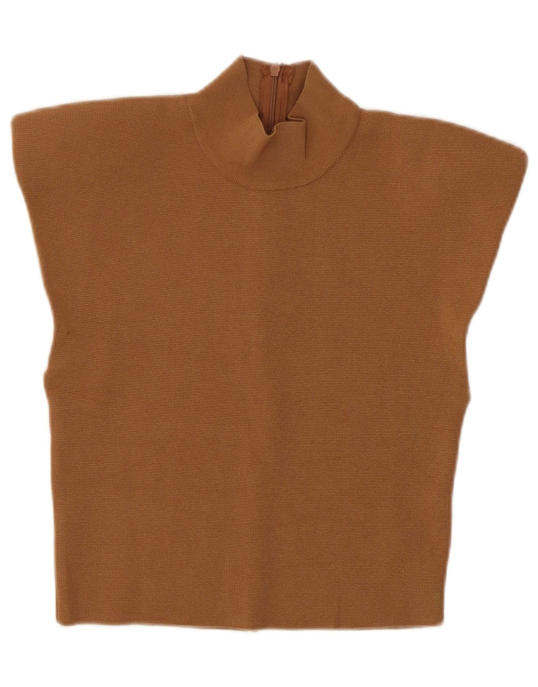 Zara Γυναικεία Μπλούζα Crop Top UK 8 Μικρή Καφέ Βισκόζη