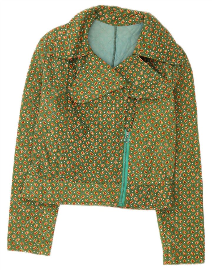 Vintage Γυναικείο Bomber Jacket UK 8 Small Green Paisley
